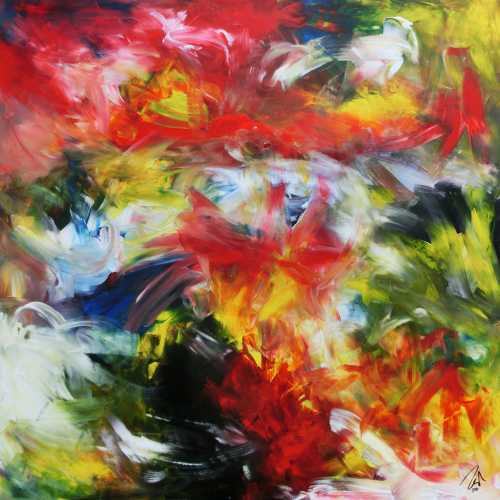 Abstraktes buntes Acrylgemälde sehr modern mit vielen Fabrben