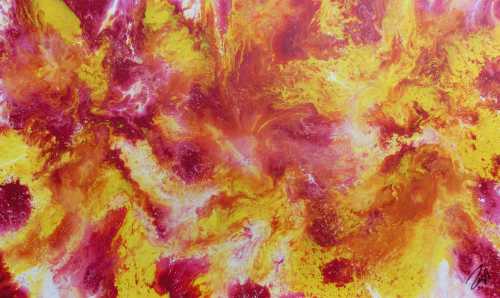 Schönes abstraktes Acrylgemälde in pink gelb und weiß