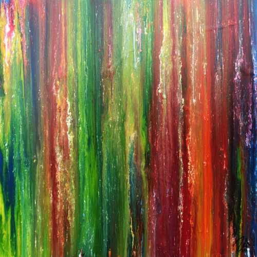 Modernes Acrylbild sehr abstrakt und bunt viele Farben