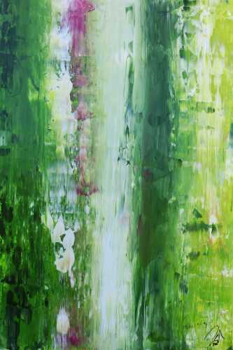 Abstraktes Acrylgemälde Spachteltechnik modern in grün weiß