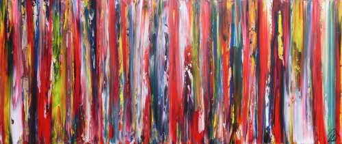 Sehr buntes Acrylbild farbige Streifen abstrakt modern zeitgenössisch