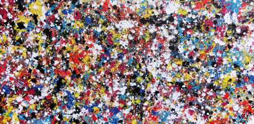 Abstraktes Acrylbild viele bunte Flecken Spash Art modernes Bild Konfetti