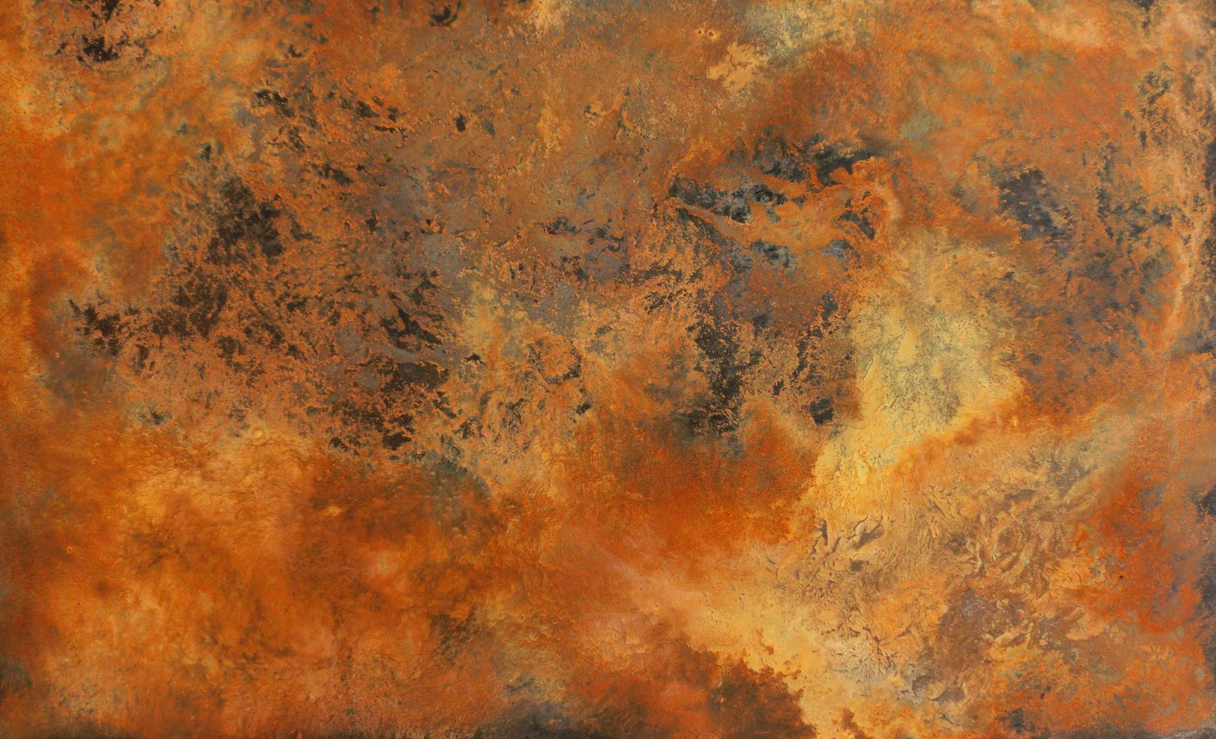 Echtes Rostbild XXL Abstrakte Kunst aus Rost handgemalt auf Leinwand