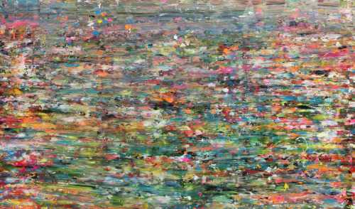 Abstraktes Acrylbild sehr bunt in Spachteltechnik sehr groß und modern